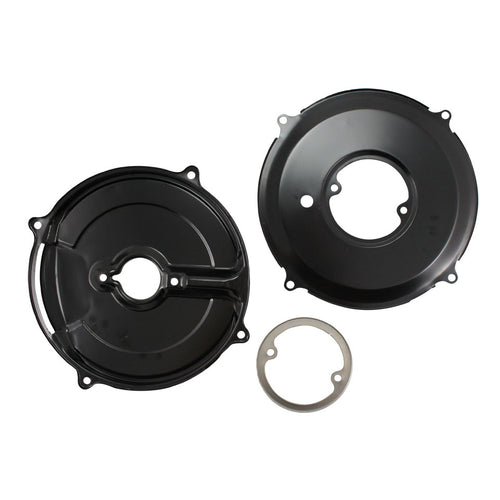 Achterplaten dynamo/alternator 105mm 3 delig - zwart – VW T1 Bus, T2 Bus, Kever, KG, Type 181 – OEM 131 119 261 + 271 + 259 – detail 2