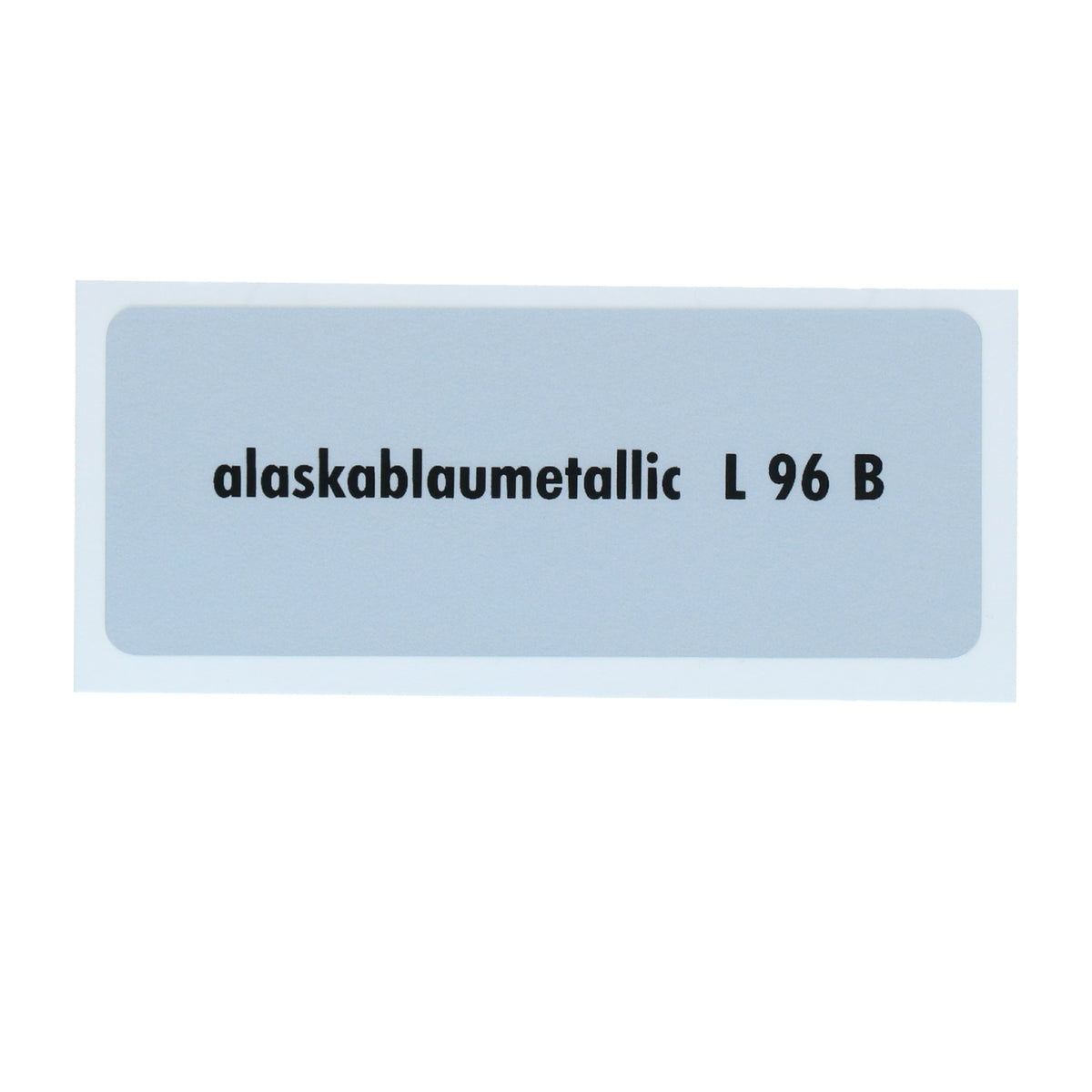 Kleurcode sticker L96B - alaskablaumetallic voor VW T1 Bus, T2 Bus, Kever en Karmann Ghia - VintageDub