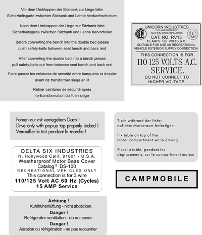 Planche d'autocollants Westfalia, 7 autocollants