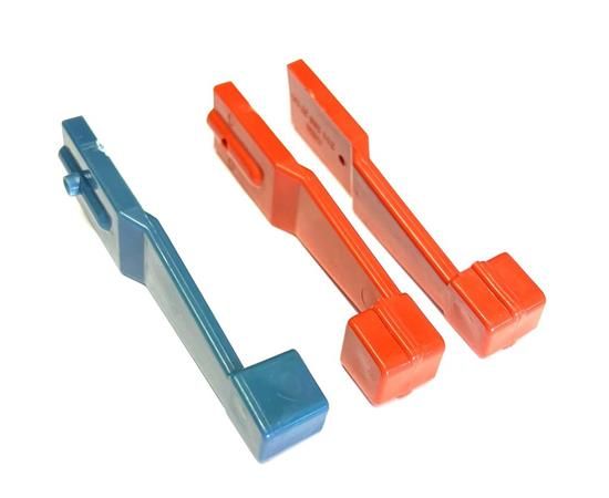 VW T2 Combi | Set de leviers de chauffage, 1 bleu et 2 rouges, plastique ABS, 08/1972-07/1979
