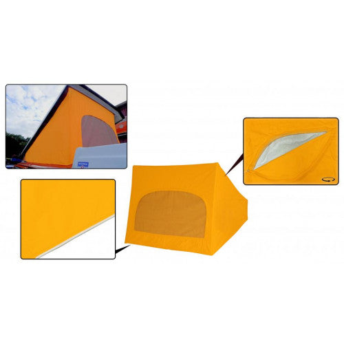 VW T2 Combi | Toile de toit relevable Westfalia, jaune/orange, 1 fenêtre, 08/1973-07/1979