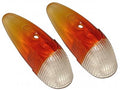 VW Cox | Cabochon de clignotant Hella italien orange/blanc (la paire) | Cox 08/60 - 09/63 | 111953161B