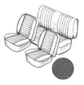 VW Kever | TMI Stoelbekleding set, zonder hoofdsteun, zwart square-weave vinyl | Kever 08/76 en later sedan