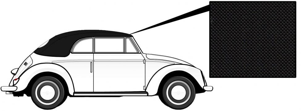 VW Kever | TMI Cabriolet kap vinyl zwart | Kever 08/72 en later (1303) | 151871035L
