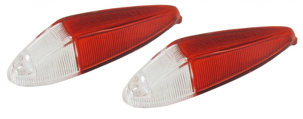 VW Type 3 | Cabochon de feu de position Hella transparent/rouge (la paire) | Type 3 | 311949109