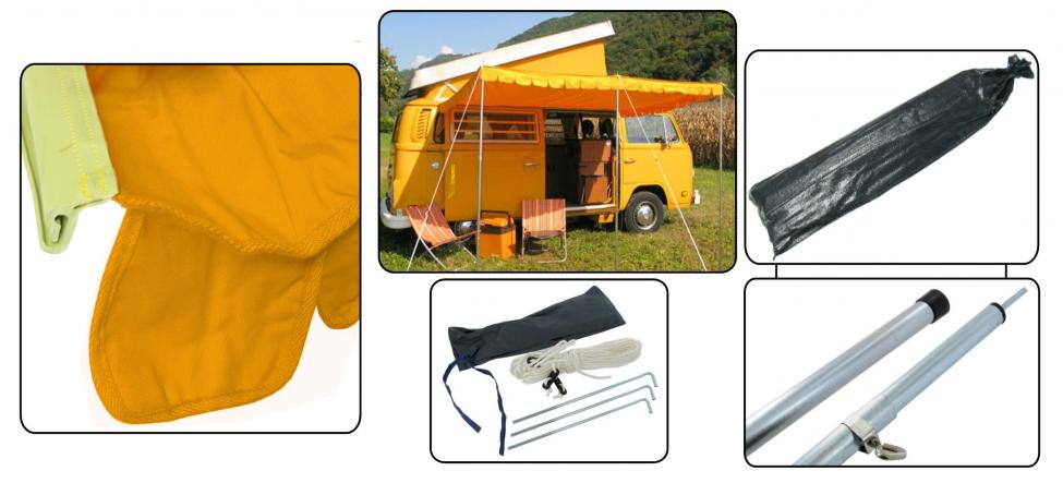 VW Combi T2 | Auvent solaire vintage, jaune