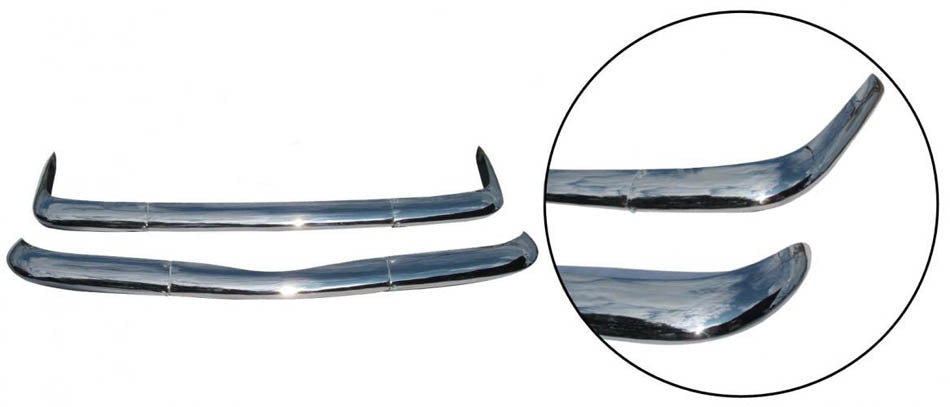 Karmann Ghia | Bumpers zonder rozetten, gepolijst RVS, 08/69 - 07/71