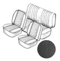 VW Kever | TMI Stoelbekleding set, zonder hoofdsteun, zwart basket vinyl | Kever 08/76 en later sedan