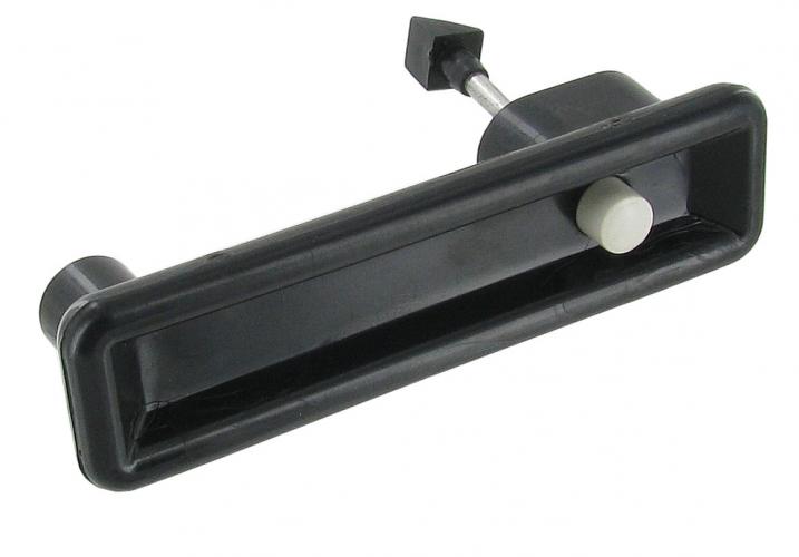 VW T2 Bus | Kastdeur handvat zwart met zilver beige drukknop, 08/67-07/79