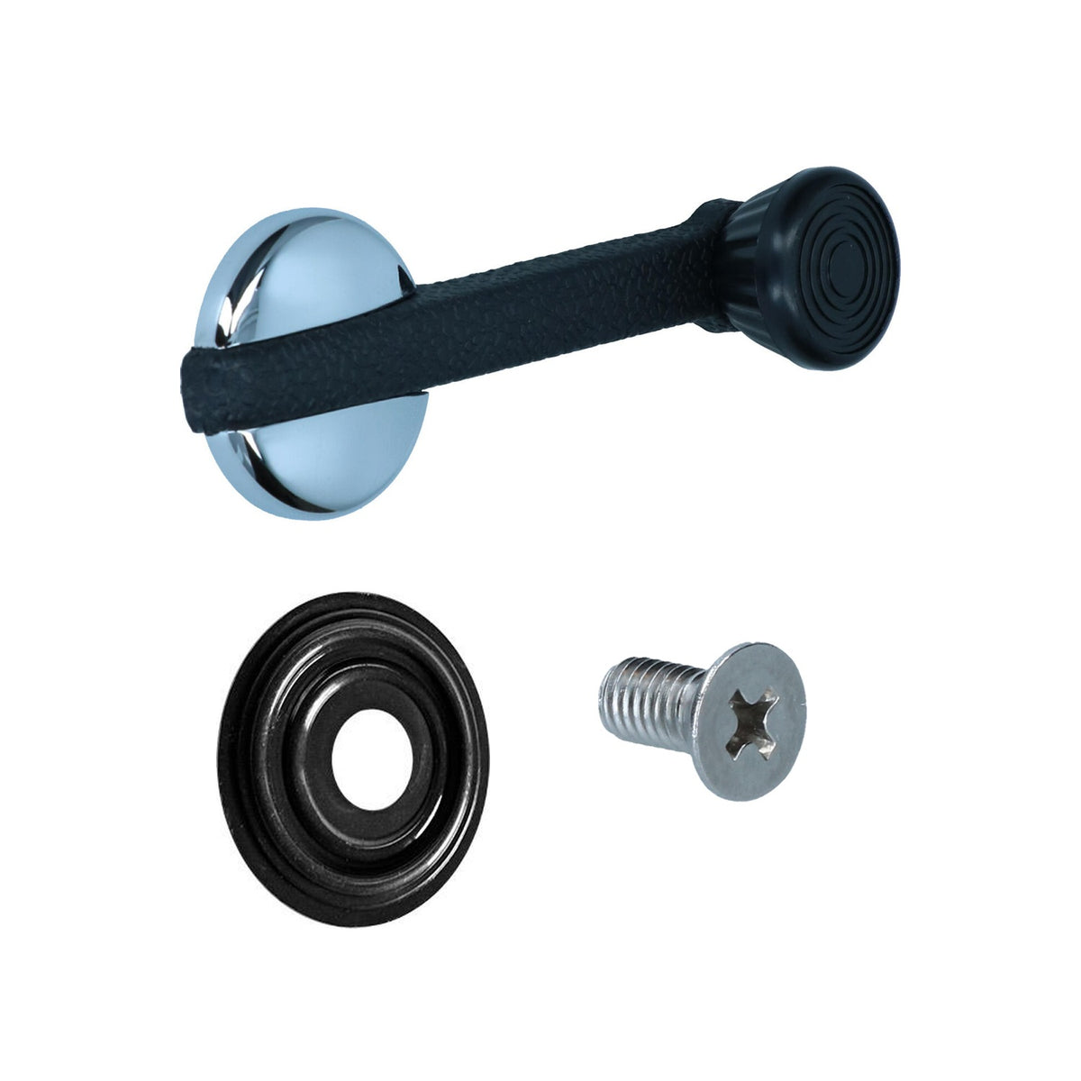 Set manivelle de lève-vitre avec rosace, noir/chrome | VW T2 Bus 08/67-07/69, Coccinelle, KG 08/67-07/69, Type 3 08/67-07/71 | 113 837 581D + 311 837 595