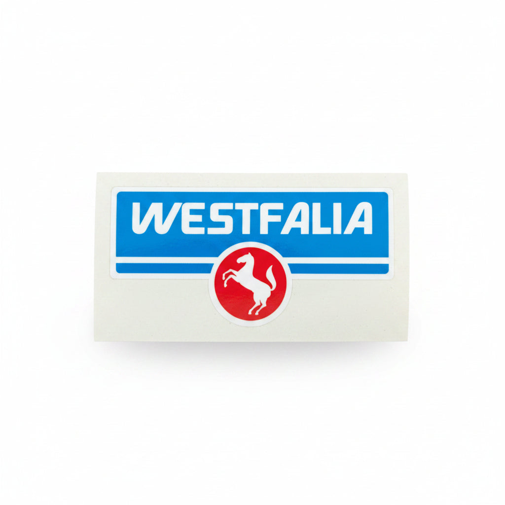Autocollant 'Westfalia' cheval, 10x5cm, logo ancien