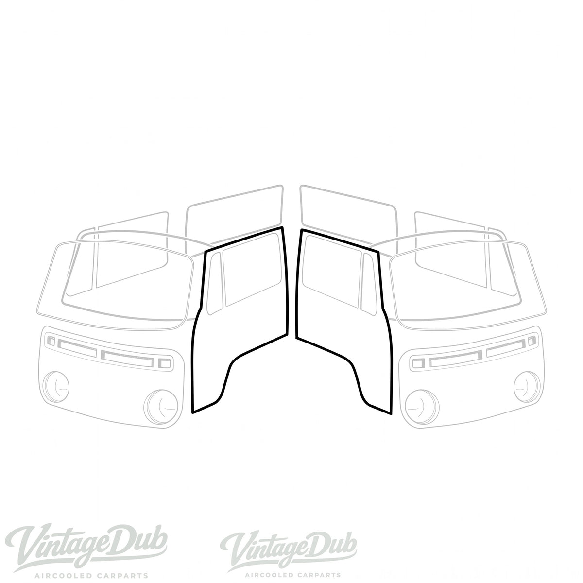 Set de joints de porte gauche + droite | VW T2 Bus 08/67-07/79 | 211 831 721D + 211 831 722D