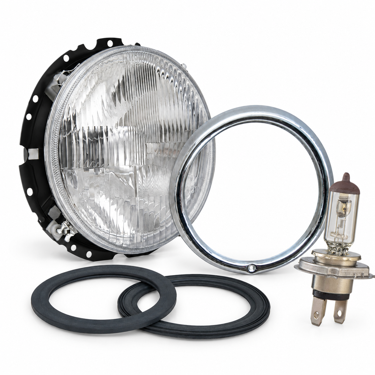 Headlight set H4 E-marked complete, per car | VW T2 Bus 08/67-08/73, Beetle 08/67-07/73, Type 181 | 113 941 175 + 311 941 119