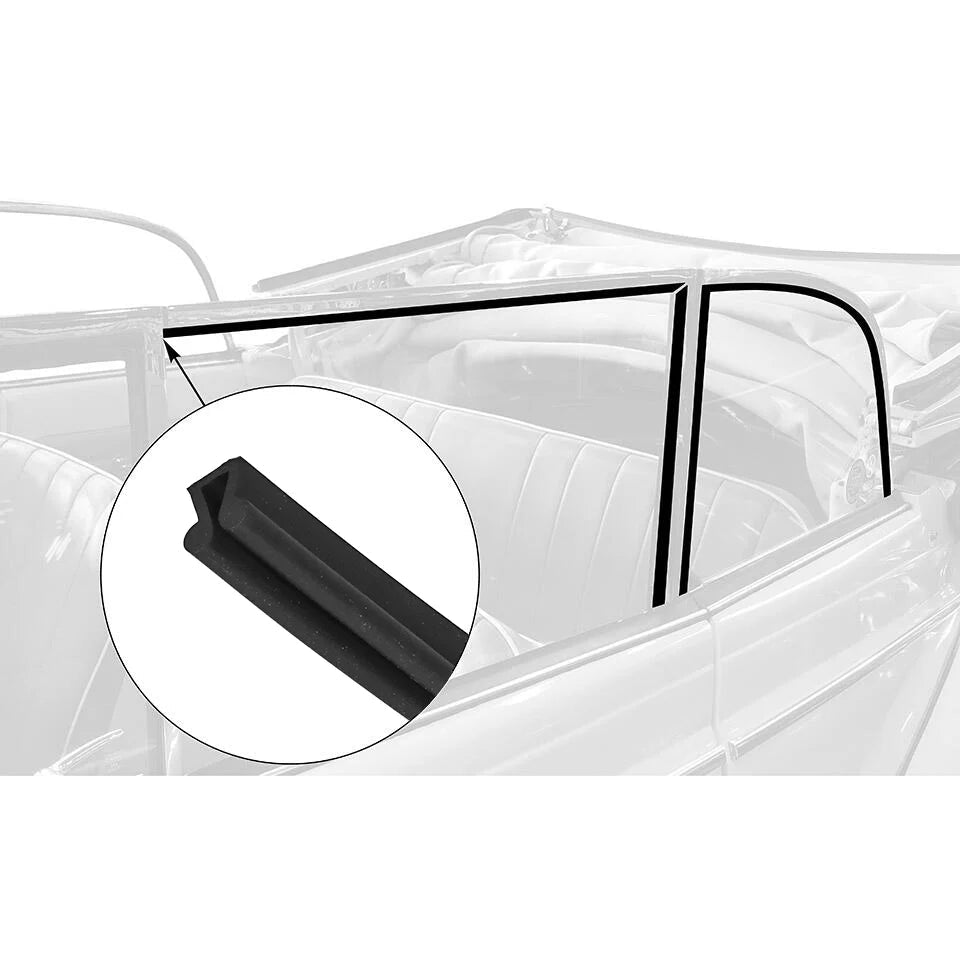 VW Kever | Rubbers zijruit/ruitframe Cabrio (5 meter) | 151 837 439B + 151 845 321 — VintageDub